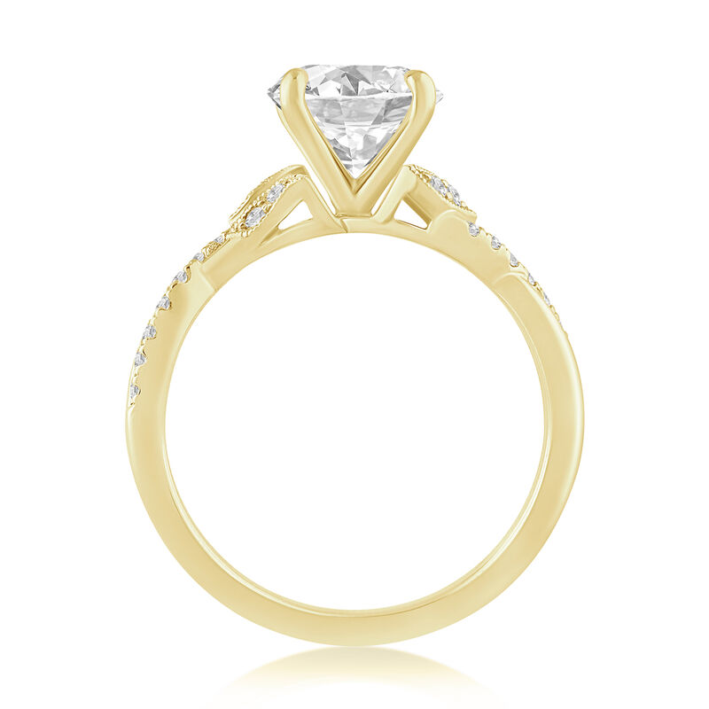 Millicent. Brilliant-Cut Lab Grown 2ct. Diamond Milgrain Leaf Engagement Ring in 14k Yellow Gold image number null
